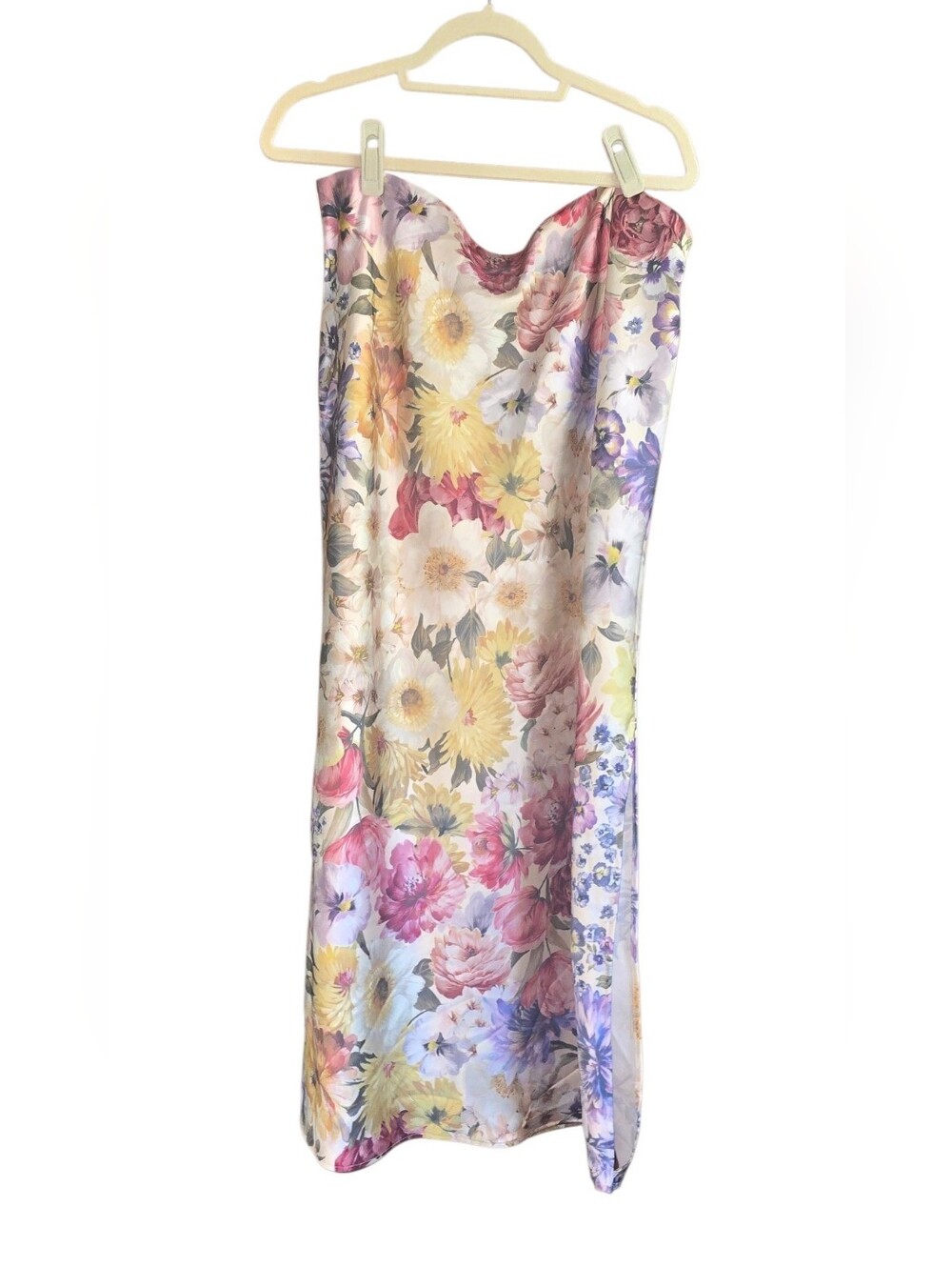 Express Floral Maxi Skirt in Cream, Yellow, Pink, Purple